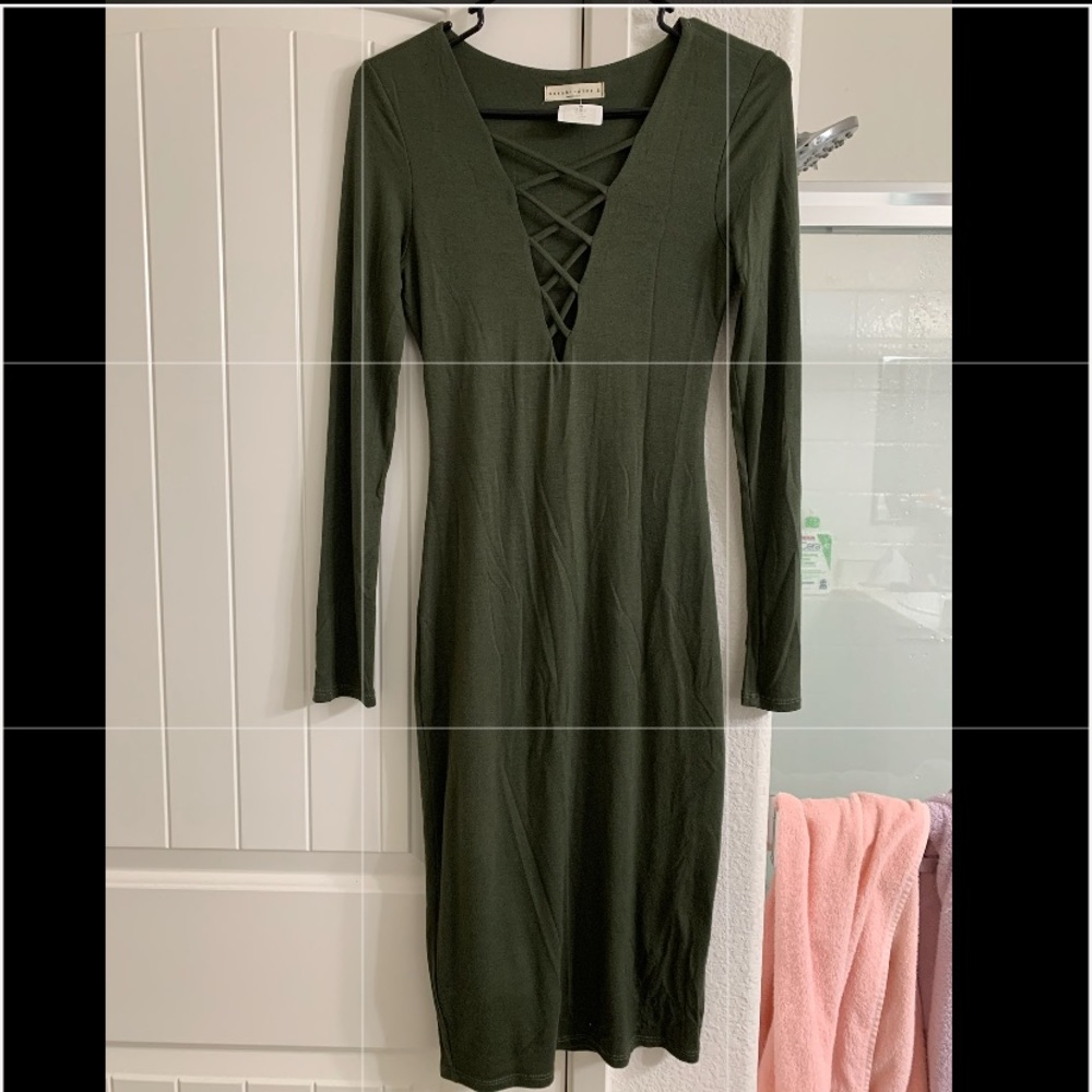 Forest green midi dress